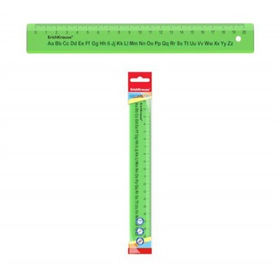 Линейка пластиковая 20 см Neon с английским алфавитом, зеленая 55496 Erich Krause