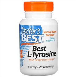 Doctor's Best, Best, L-тирозин, 500 мг, 120 вегетарианских капсул