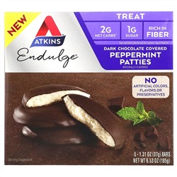 Atkins, Endulge Treat, мятные пирожки, покрытие темным шоколадом, 5 батончиков, 37 г (1,31 унция) каждый