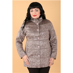 Куртка больших размеров женская из экозамши с узором