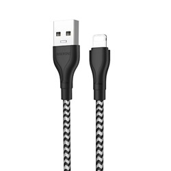 Кабель USB - Apple lightning Borofone BX39 Beneficial (повр. уп)  100см 2,4A  (black/white)