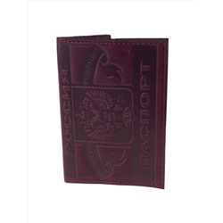 Обложка для паспорта из натуральной кожи, цвет бордовый
