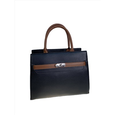 Женская сумка из искусственной кожи, цвет черный с коричневым