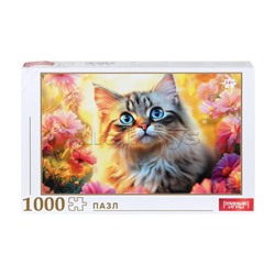 Пазлы классические в коробке "Кот на закате"  1000 деталей. 320х225х40 мм.