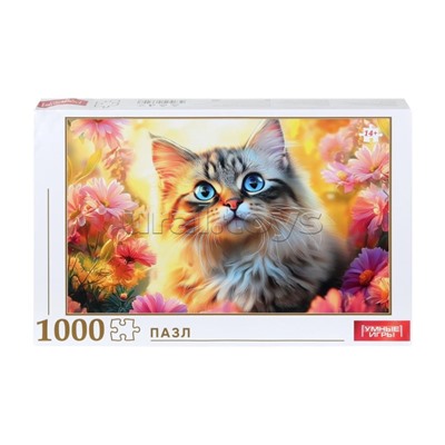 Пазлы классические в коробке "Кот на закате"  1000 деталей. 320х225х40 мм.