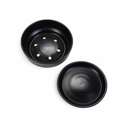 Горшок - бонсайница «Огма» для кактусов и суккулентов, 2 л, d=22 см, h=8 см, керамика, с поддоном, чёрный