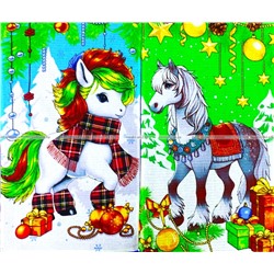 Полотенца вафельные Новогодние "Игривые Лошадки"