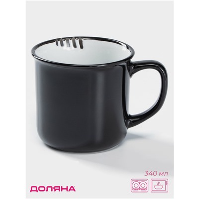 Кружка Доляна «Эмаль», 340 мл, керамика, чёрная