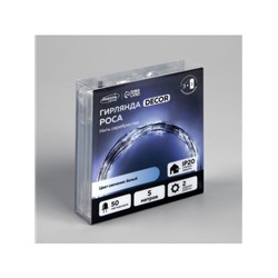 Гирлянда «Нить» 5 м роса, IP20, серебристая нить, 50 LED, 2 режима, батарейки AAх3 (не в комплекте), свечение белое