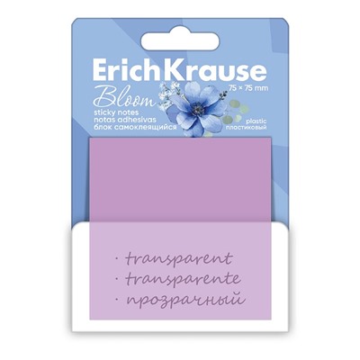 Блок с липким краем пластиковый 75X75 мм, ErichKrause "Pastel Bloom", 50 листов, микс