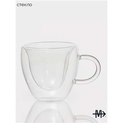 Кружка с двойными стенками Magistro «Сердце», 250 мл, стекло, прозрачная