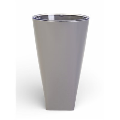 Горшок для цветов «Грейс», d=15 см, h=25 см, с фитильным поливом, со вставкой, серый