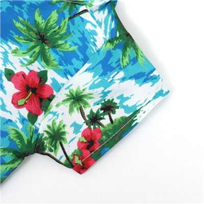 Рубашка для собак «Тропики», размер XS, ДС 20. ОГ 28, ОШ 19 см, голубая