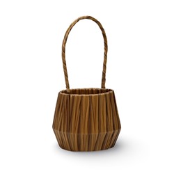 Корзина плетёная для хранения, 10×10×10 см, ручка h=10 см, пластиковая, коричневая, Greengo