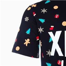 Футболка мужская KAFTAN Xmas family, размер 48, хлопок 100%, чёрная