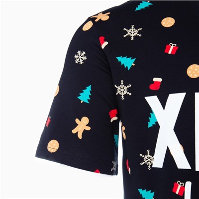 Футболка мужская KAFTAN Xmas family, размер 48, хлопок 100%, чёрная