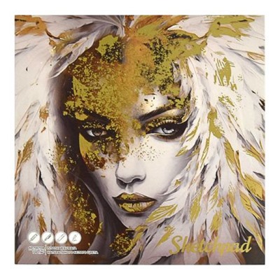 Альбом для зарисовок (скетчпад) 170х170 мм 40л твердая обложка "ДЕВУШКА" на склейке, белый офсет 120 г/м2 68263 Феникс