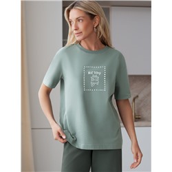 Футболка с принтом свободная эластичная из премиального хлопка