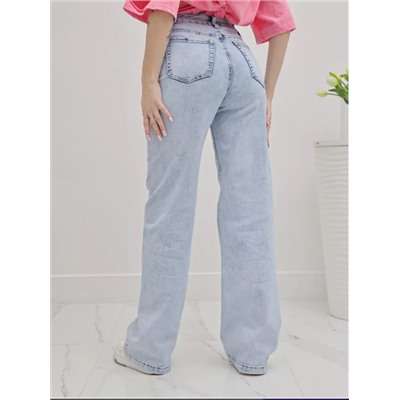 Джинсы палаццо широкие трубы с высокой посадкой