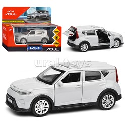 Машина металл KIA Soul 12 см, (двери, багаж., серебряный) инерц., в коробке
