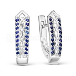 Серьги из серебра с синими фианитами родированные 925 пробы 2-1044р-208