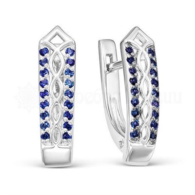 Серьги из серебра с синими фианитами родированные 925 пробы 2-1044р-208