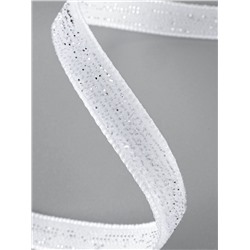 Лента бархатная, с серебряным люрексом, 6 мм, 18±1 м, белая №01