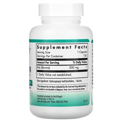 Nutricology, бычья желчь, 500 мг, 100 растительных капсул