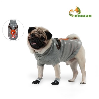 Свитер «Олень на сером», 2XL (ДС 41, ОШ 41, ОГ 36-60 см)