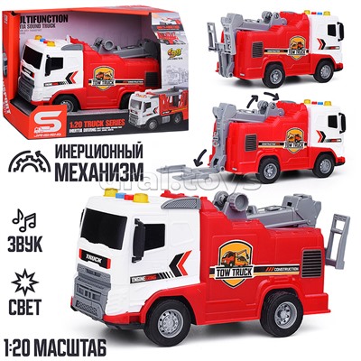 Машина "Инжинерная" 1:20 (свет, звук) в коробке (красный)