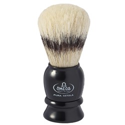 Помазок для бритья Omega 13522 Pure bristle shaving brush. Натуральная щетина, имитация барсука. (ручка Черная) (Италия)