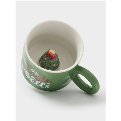 УЦЕНКА Кружка новогодняя «Ёлочка», 300 мл, 15×9.6×8 см, керамика, зелёная