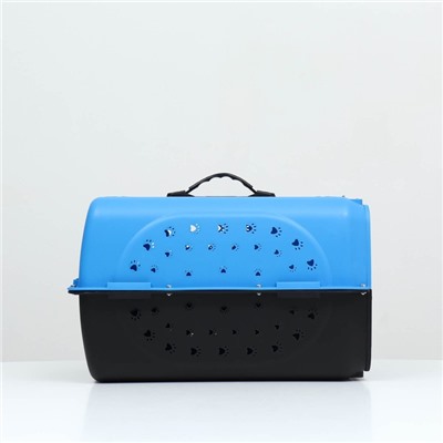 Переноска для животных с металлической дверью 47×30×35 см, вес до 12 кг, голубая