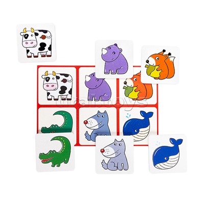 Лото для малышей Зверята  (4 карточки, 24 фишки) Baby Toys
