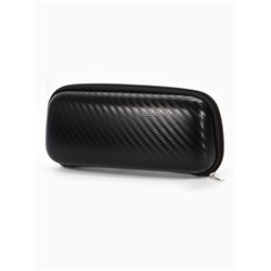 Футляр для очков, искусственная кожа, на молнии, длина 16 см, чёрный