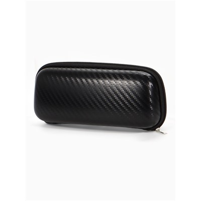 Футляр для очков, искусственная кожа, на молнии, длина 16 см, чёрный