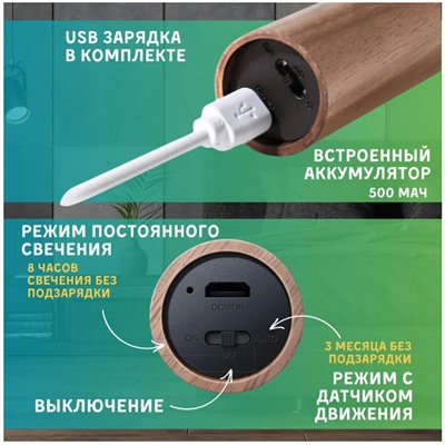 Светильник настенный сенсорный. С датчиком движения. usb