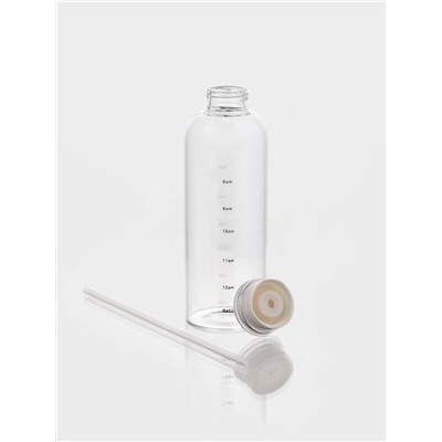 Бутылка для воды, 790 мл, 7.5×23 см, с трубочкой и шкалой времени, стекло, прозрачная