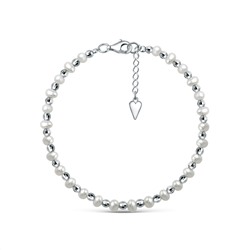 Браслет из серебра с пресноводным культивированным жемчугом родированный - 18 см 251-10-292-18р