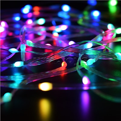 Электрогирлянда светодиодная Роса, 10м, пульт, USB, цветная