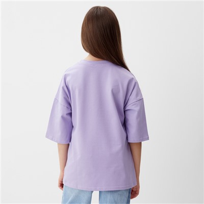 Футболка для девочки MINAKU: Exclusive print, цвет лавандовый, рост 116 см