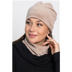 Комплект шапка шестиклинка и снуд (бежевый) ШШС8-23М