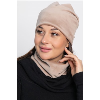 Комплект шапка шестиклинка и снуд (бежевый) ШШС8-23М