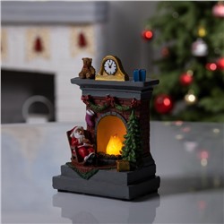 Светодиодная фигура «Камин» 13×9×6 см, полистоун, батарейки АААх2 (не в комплекте), свечение тёплое белое