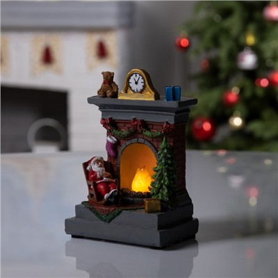 Светодиодная фигура «Камин» 13×9×6 см, полистоун, батарейки АААх2 (не в комплекте), свечение тёплое белое