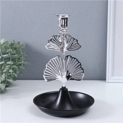 Металлический подсвечник на 1 свечу «Лист Гинкго», d=2 см, 15.5×15.5×24.5 см