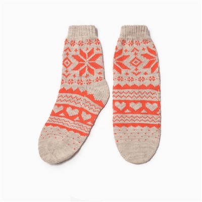 Носки женские новогодние шерстяные, серые, размер 25-27