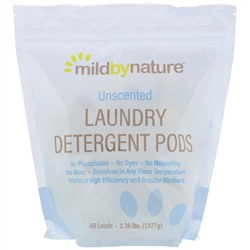 Mild By Nature, капсулы со стиральным порошком, без запаха, на 60 загрузок, 1077 г (2,38 фунта)