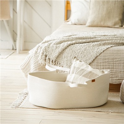Корзина для хранения SL Home, плетёная, ручной работы, 70×40×24 см, белая
