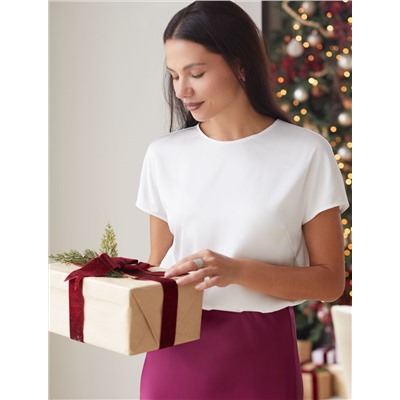 Блузка из сатина с коротким рукавом